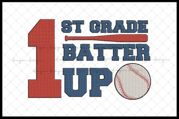 1st Grade Batter Up: A Charming Embroidery Design