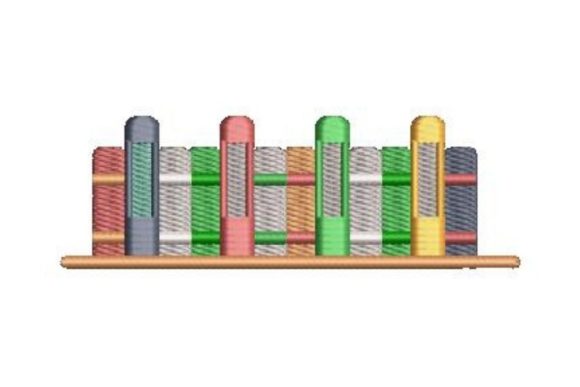 Books Lined Up on a Shelf: A Charming Embroidery Design