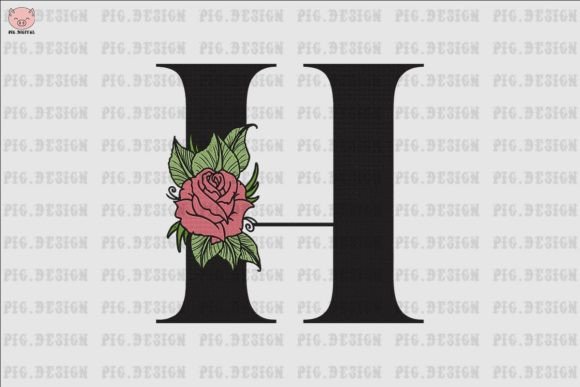 Elegant Flower Rose Font H for Premium Sweatshirts