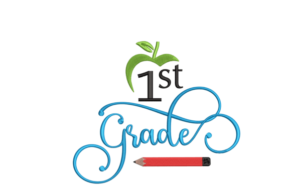 First Grade: A Charming Embroidery Design for School Gifts