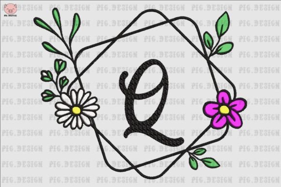 Flower Daisy Font Q: A Charming Embroidery Design