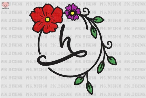 Flower Font H: A Charming Embroidery Design