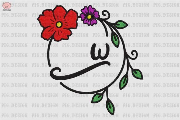 Flower Font W: A Charming Addition to Embroidery