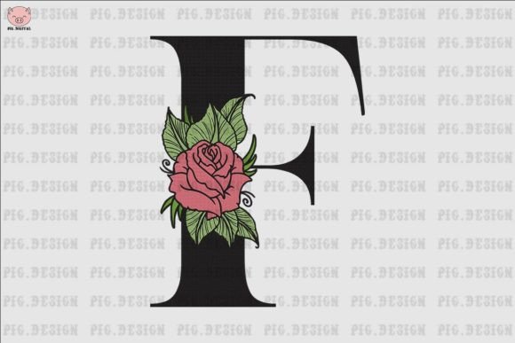Flower Rose Font F: A Charming Embroidery Design