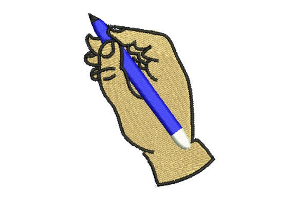 Hand Holding a Pencil: A Versatile Embroidery Design